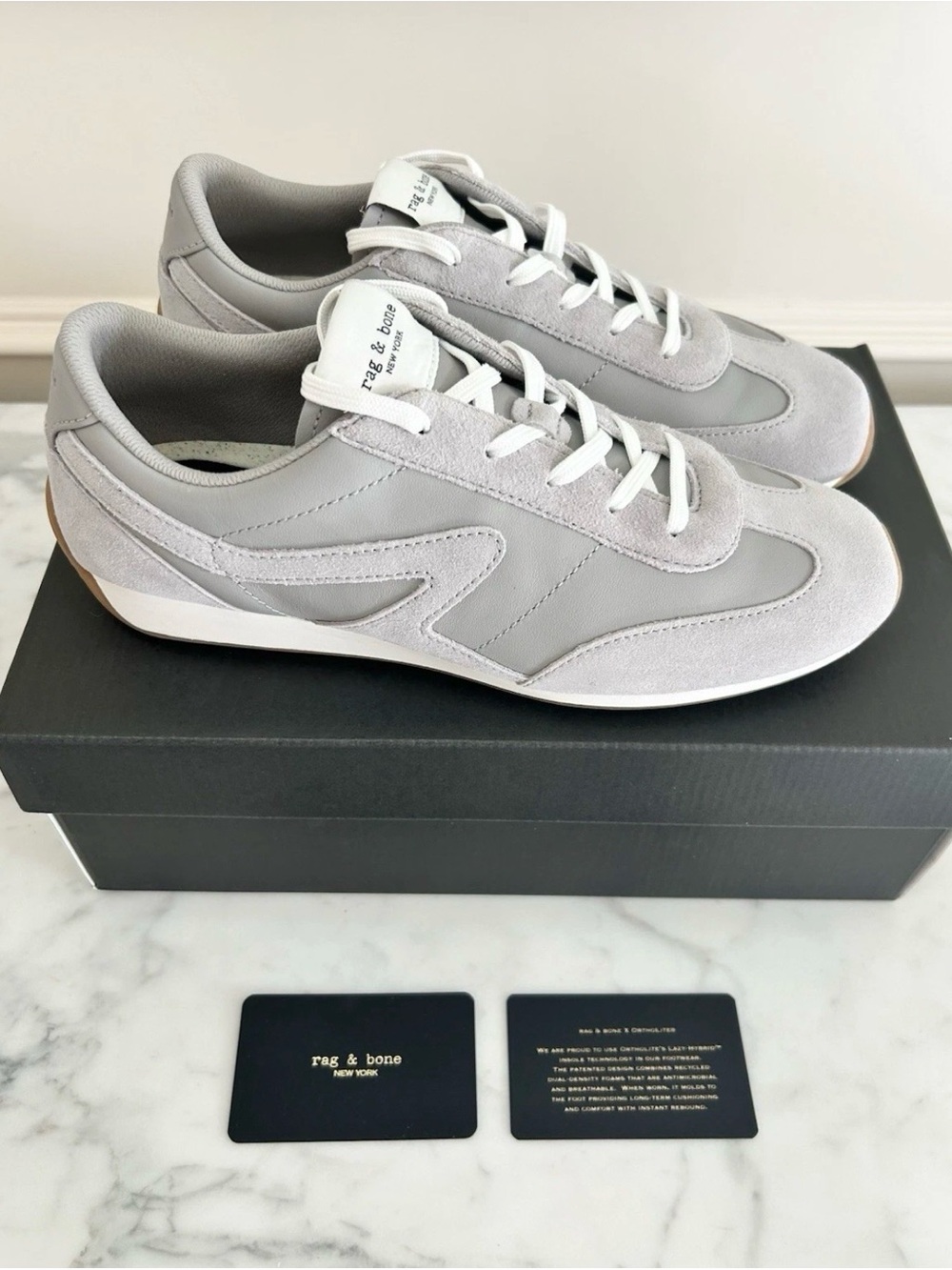 Rag & Bone New in Box Womens Retro Runner Slim Ultra Size 9.5 Light Grey